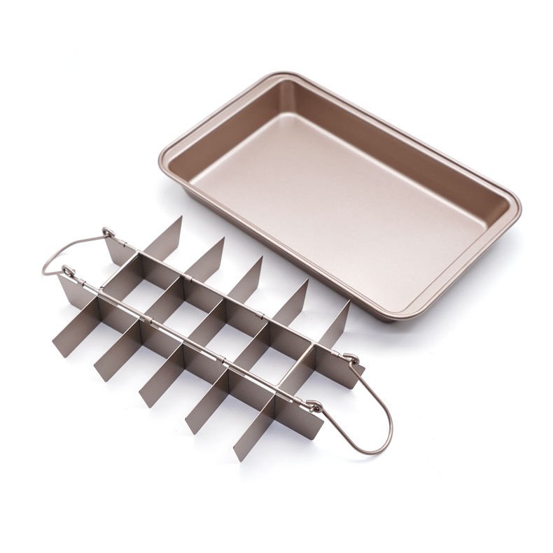 【sg】non Stick Brownie Pan With Divider 18 Pre Slice Brownie Baking Tray Carbon Steel Bakeware