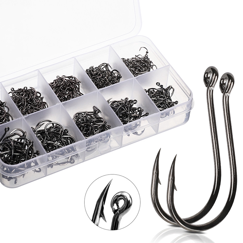 600 Pcs Fishing Fishhook Set Mixed Size High Carbon Steel Carp Rope ...