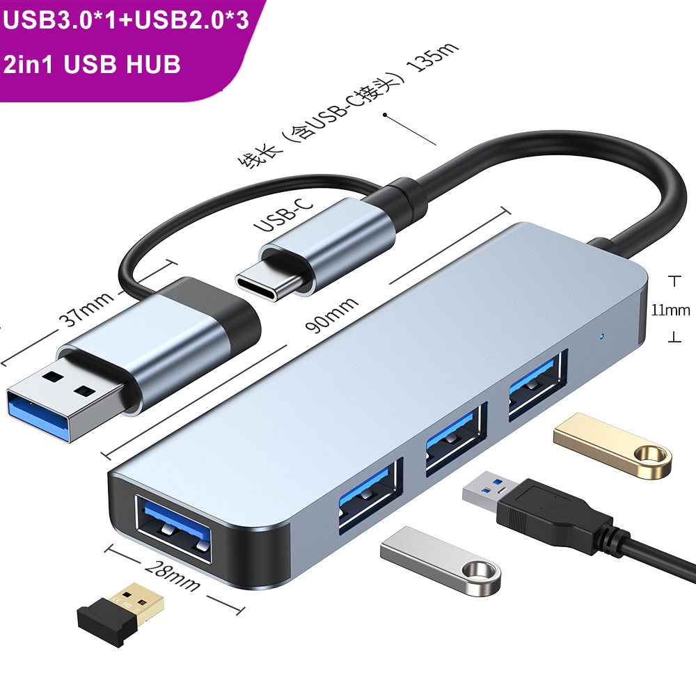 USB USB C 2in1 Hub to USB3.0 SD/TF Reader Laptop Tablet Smartphone ...