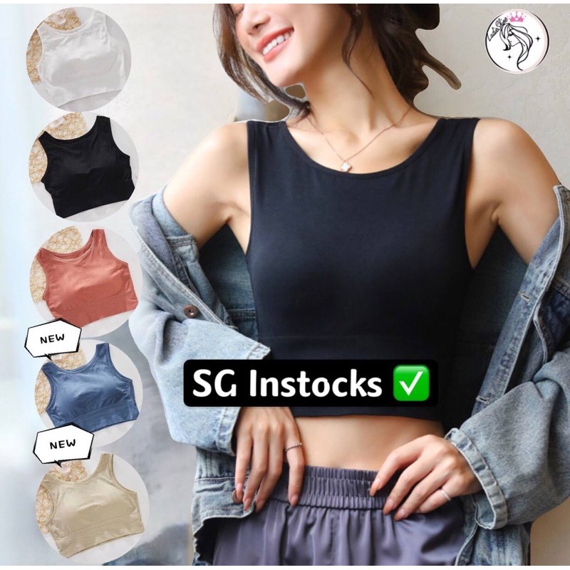 (SG Seller Instocks)BREATHABLE &  COMFORTABLE  KOREAN STYLE LADIES PADDED YOGA/ SPORTS BRA/ TOP CASUAL PADDED CROP TOP