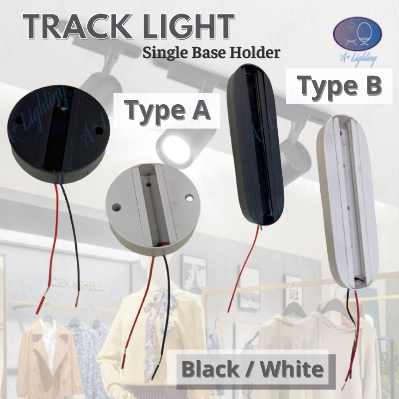 Track Light Base Single Holder Black/White Connector Tracklight ...