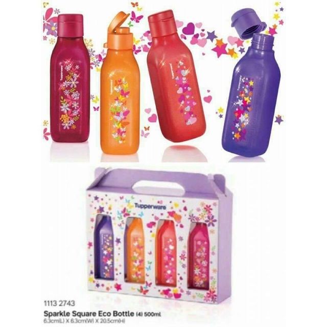 Tupperware Sparkle Square Eco Bottle 500ml | Shopee Singapore