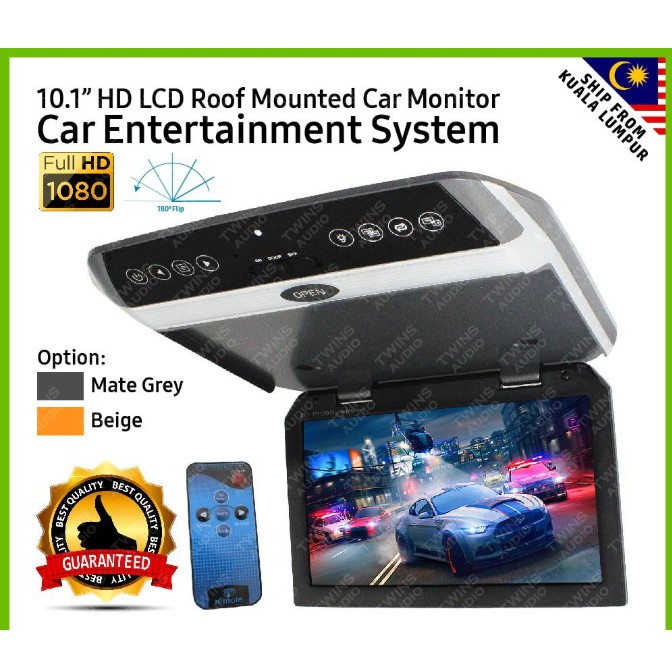 10.1” HD LCD Car Flip Down Overhead Roof Mounted AV Monitor | Shopee ...