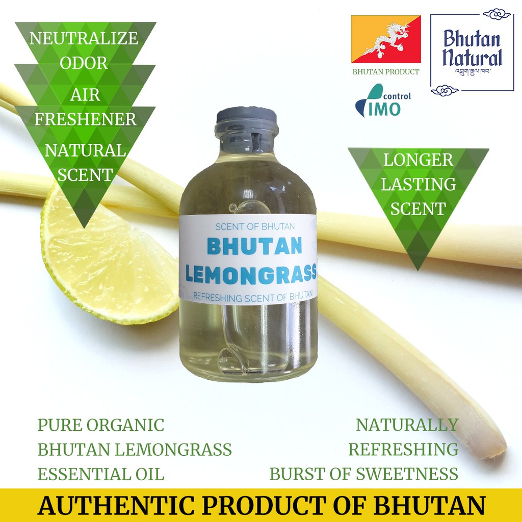 Bhutan Natural Mosquito Repellent Organic Lemongrass Diffuser 60mL (3