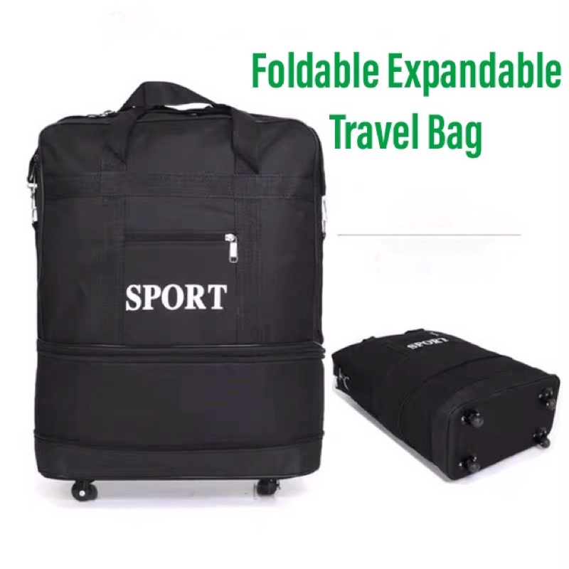 SG Stock Waterproof Folding Traveling Luggage Trolley Expandable Bag
