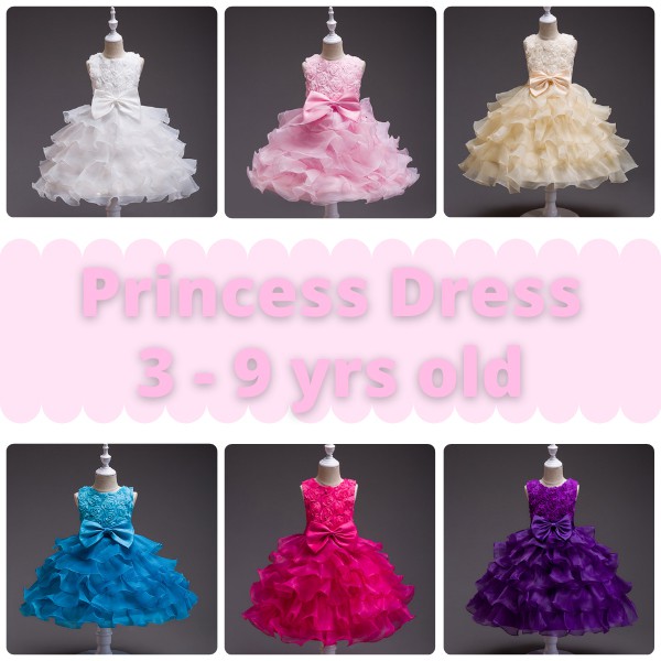 Toddler Solid Color Princess Slip Dress