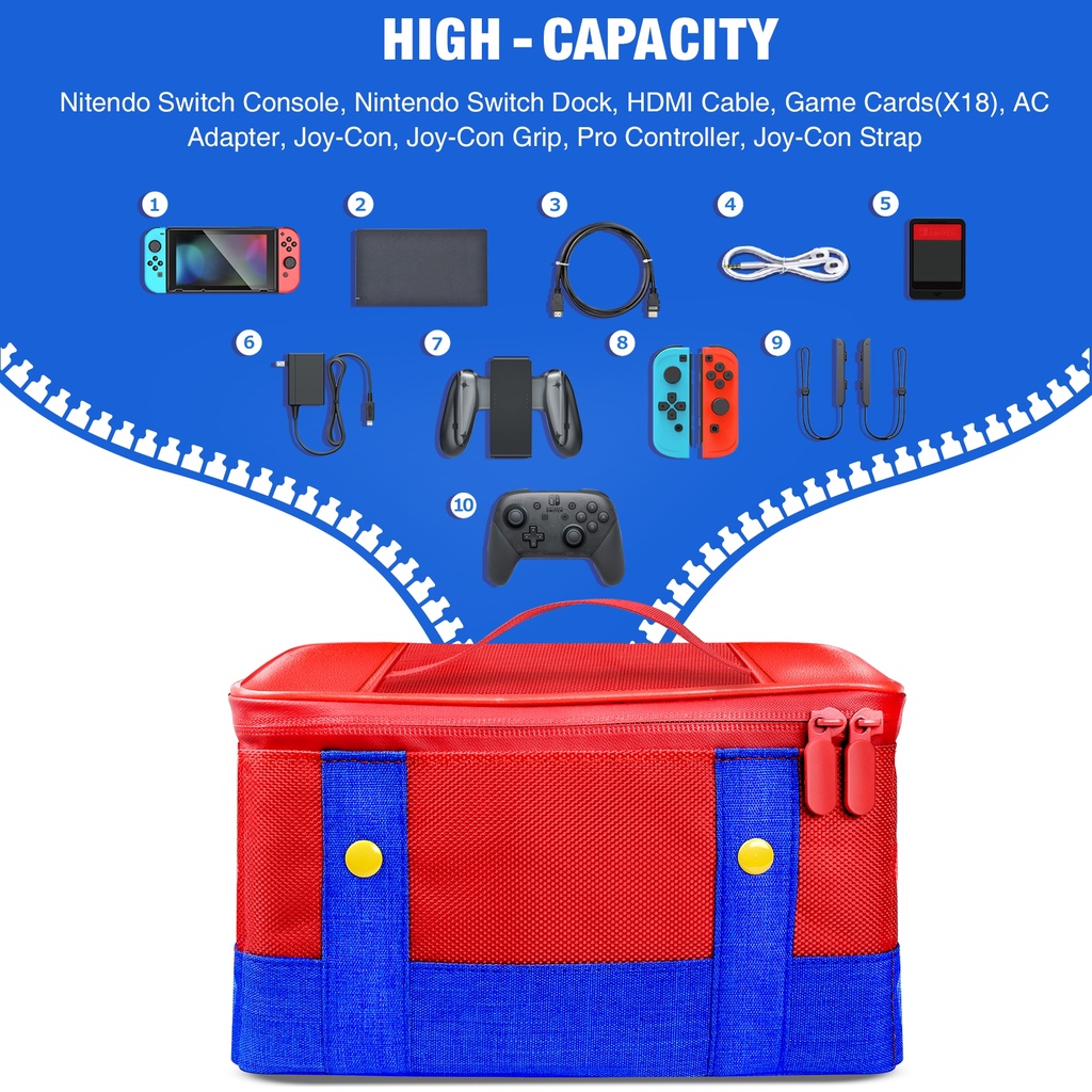 Mario Large Carrying Protective Case for Nintendo Switch OLED Console ...
