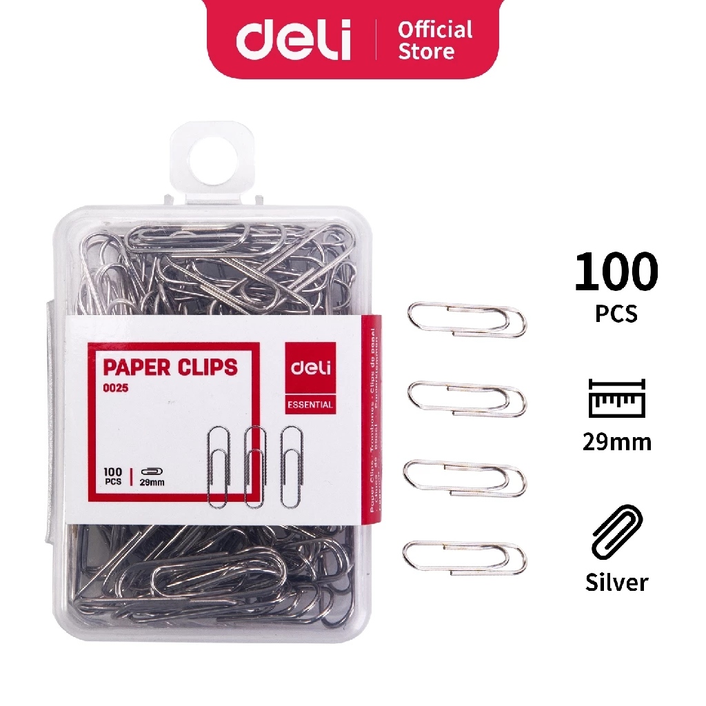Deli Klip Kertas Paper Clips 29mm 100pcs/box untuk Kebutuhan Kantor E0025 - Gambar 3
