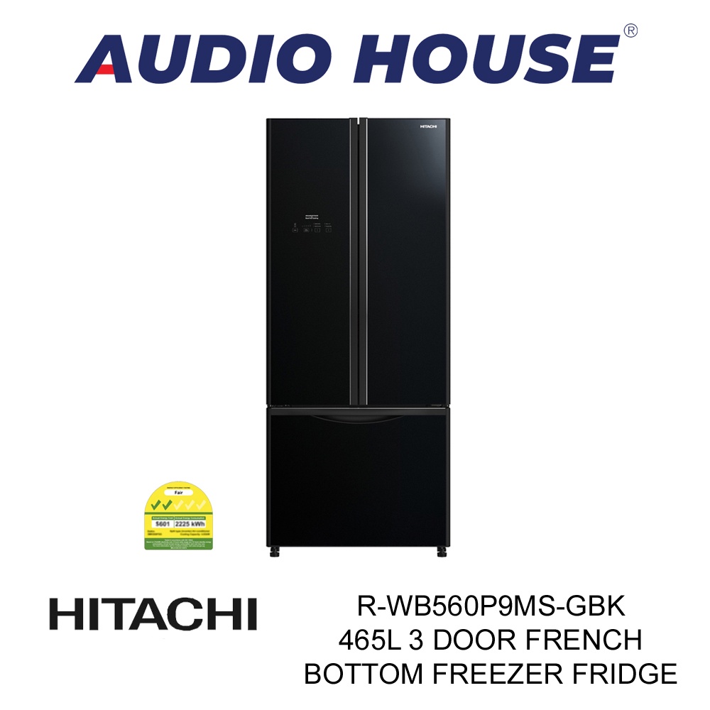 HITACHI RWB560P9MSGBK 465L 3 DOOR FRENCH BOTTOM FREEZER FRIDGE ***1