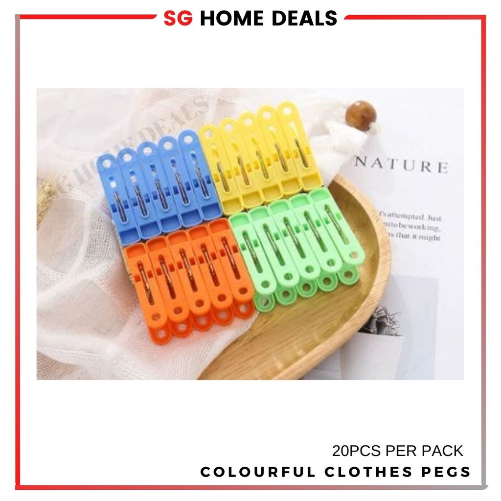 Pack of 20 - Cloth Hanging Clips Cloth pins Cloth pegs - Multi color Cloth  pins