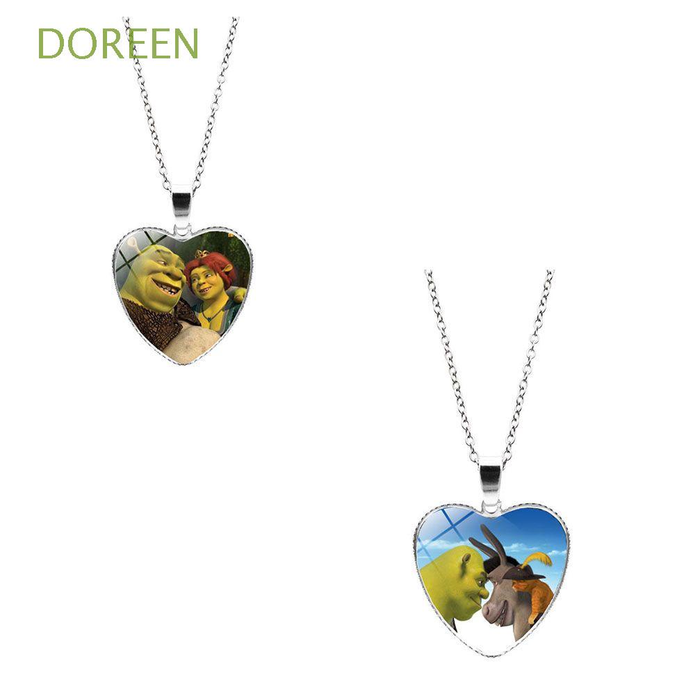 DOREEN Cute Heart Shrek Necklace Jewelry Accessories Friendship Necklaces Pendant Necklace Chain Rope Heart Necklace Fashion Peach Heart DIY Trinkets Handmade Clavicle Chain