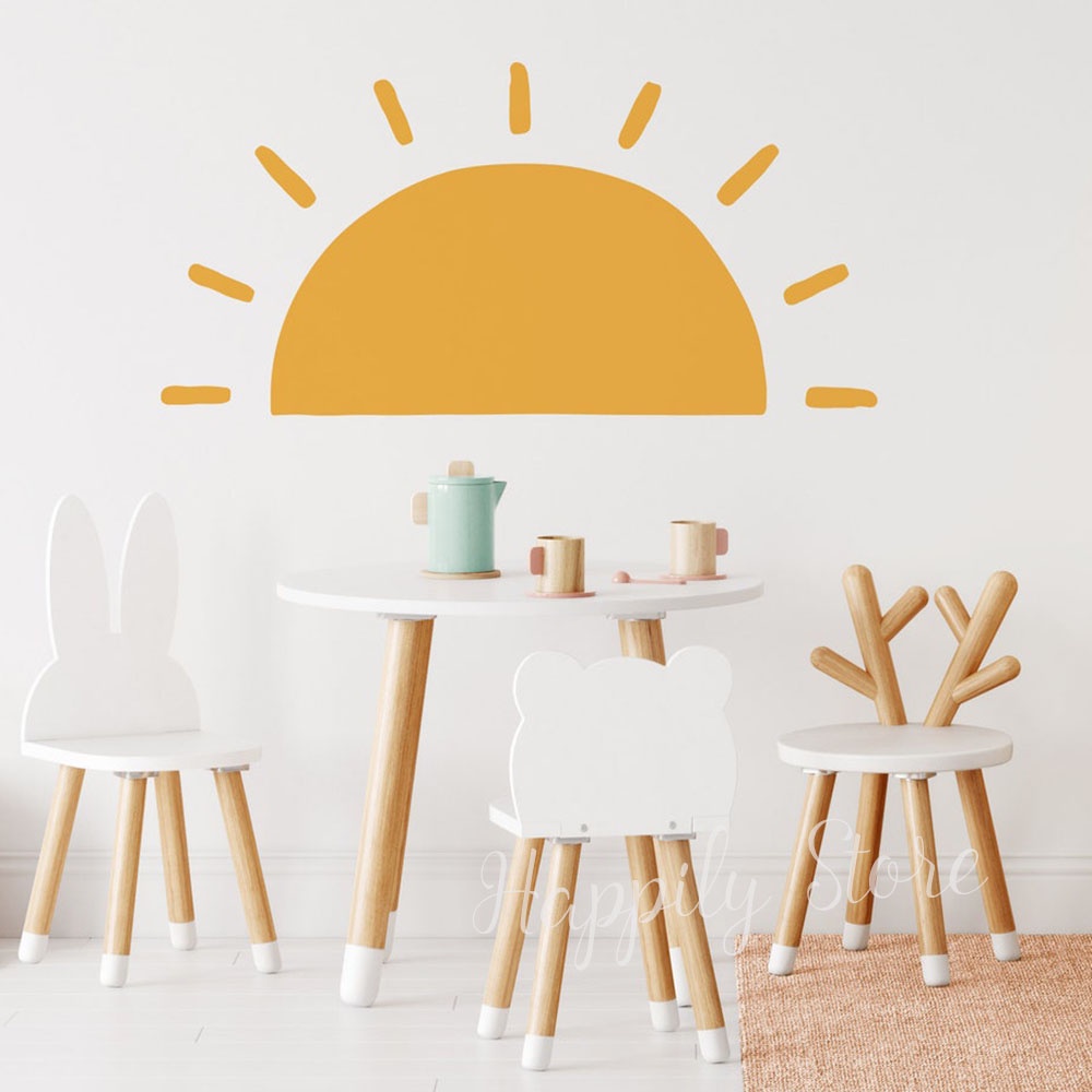 Half Sun Wall Decal Boho Nursery Sunshine Vinyl Wall Stickers for Kids ...