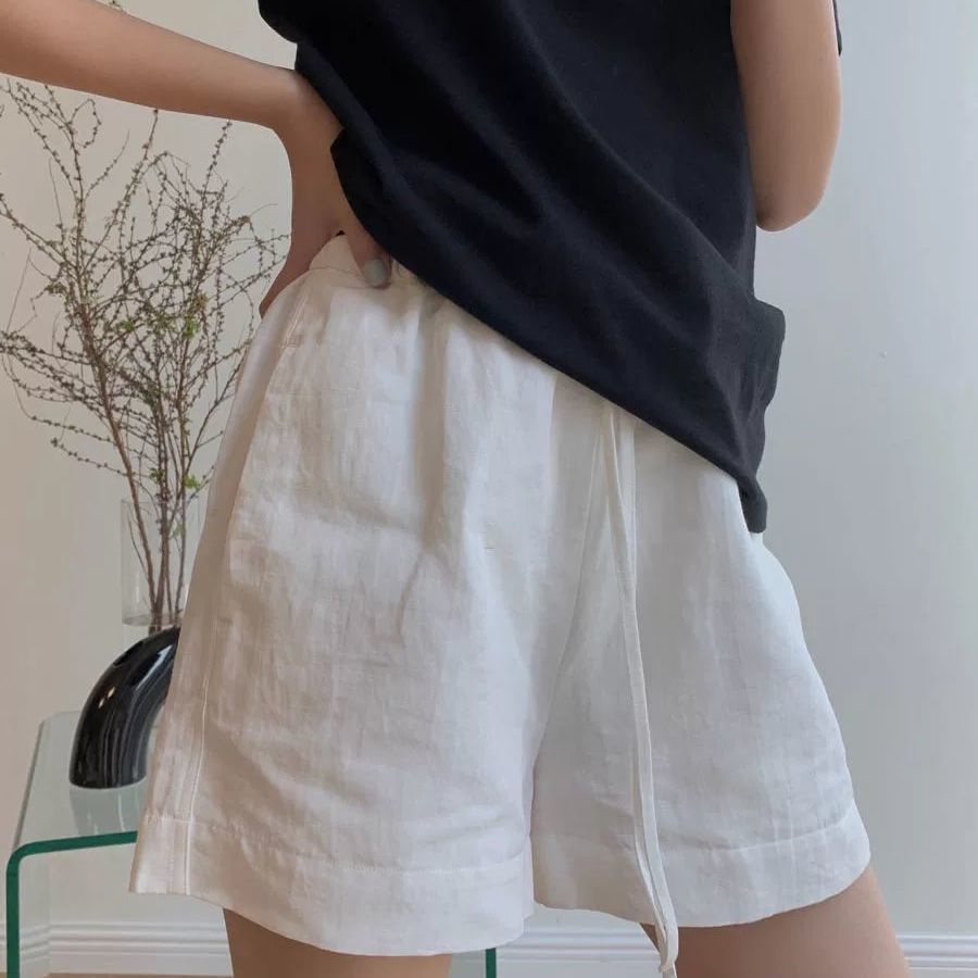 Lady Cotton Shorts Knee Length Pants Trousers Casual Loose Wide Legs Summer  Long