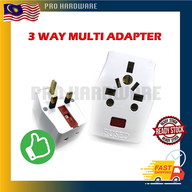 3 WAY ADAPTOR ADAPTER ADAPORT WITH SWITCH SOCKET OUTLET PLUG EXTENSION ...