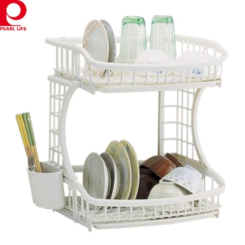 [Japan] 2 Tier Draining Basket with Tray and Cutlery Holder / Drying ...