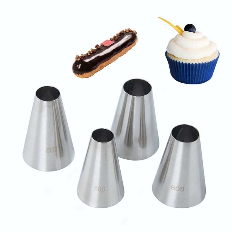 4pcs Round Nozzle for Cream Large Metal Cake Decorating tips Set Baking ...