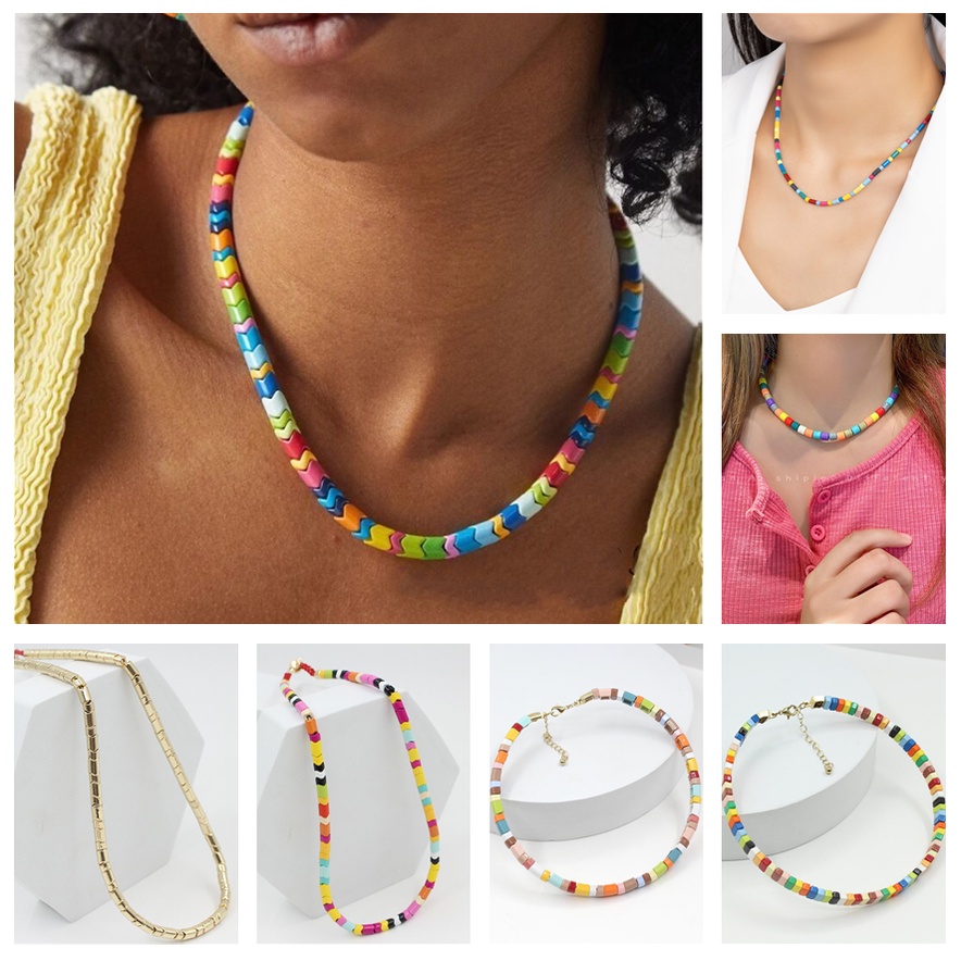 Rainbow hot sale beaded choker