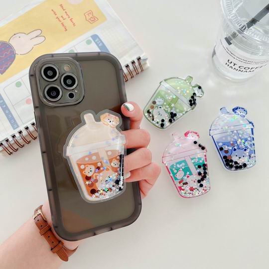 【Stock Ready】Milk Tea  Quicksand Phone Extend Stand Holder Universal Finger Bracket