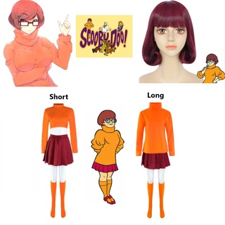Scooby Doo Where Are You Velma Dinkley Cosplay Costume Dress Outfit Wig