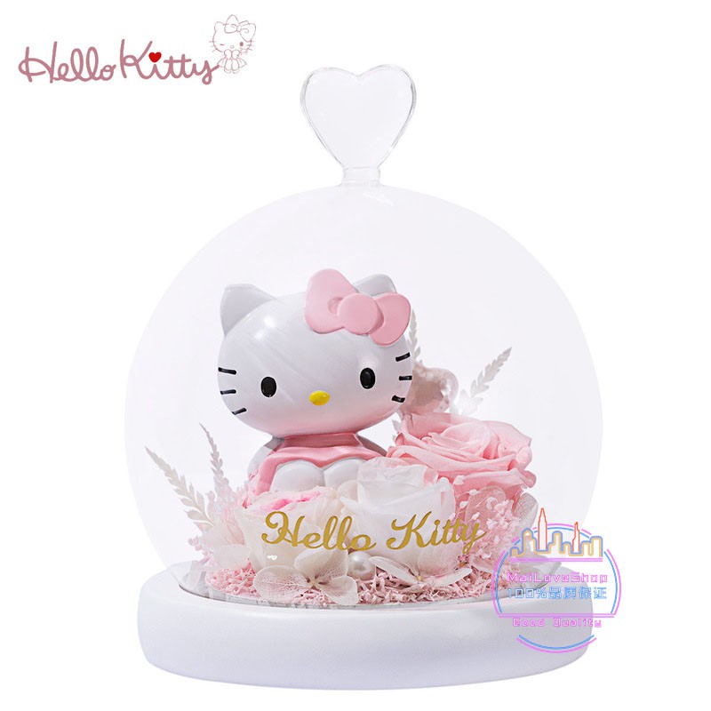 100% genuines Hello Kitty preserved fresh flower w/ night light eternal ...