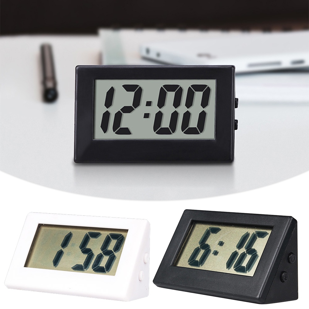 Mini Small Car Desk Digital Clock Watch Gauges Mini Digital LCD Screen Travel Electronic Clock