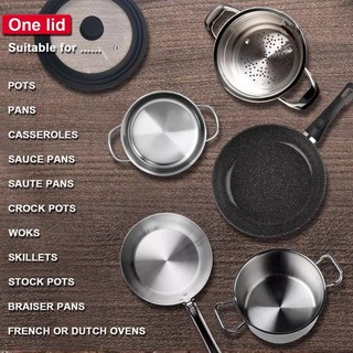 WALFOS Universal Lid for Pots, Pans and Skillets - Tempered Glass with ...