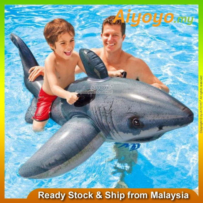 INTEX Inflatable Great White Shark Ride On Pool Float Swimming Pool ...