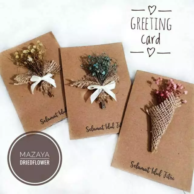 READY Thanks Card Rustic Custom Ucapan Dengan Buket Bunga Kering   - greeting cards (Bagian dalam kosongan) - Gambar 2