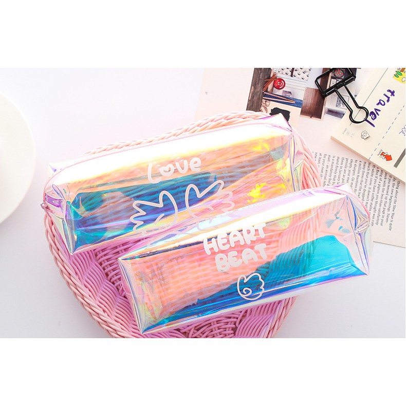 SG SELLER - Transparent Holographic Laser Bag Makeup Bag Pencil Case ...