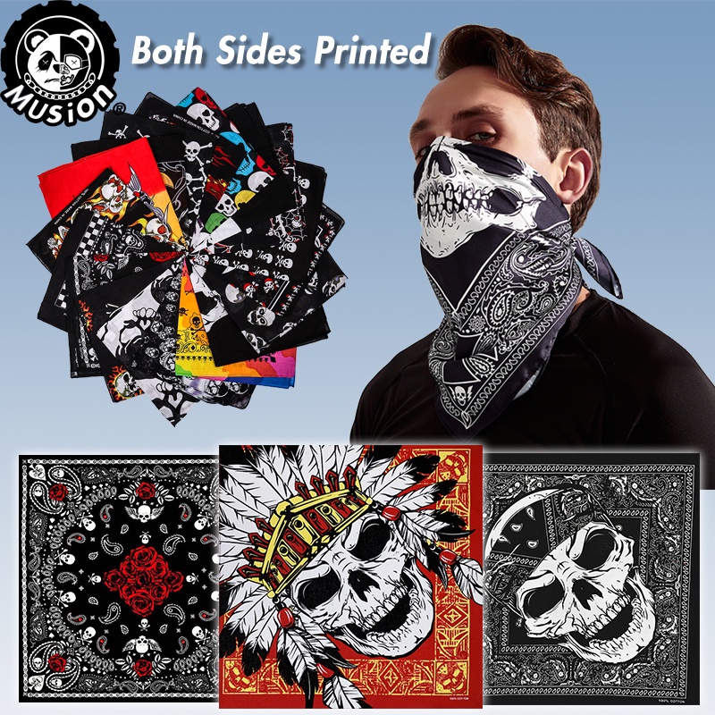 100% Cotton Skull Bandana Fashion Hip Hop Square Scarf 55cm*55cm