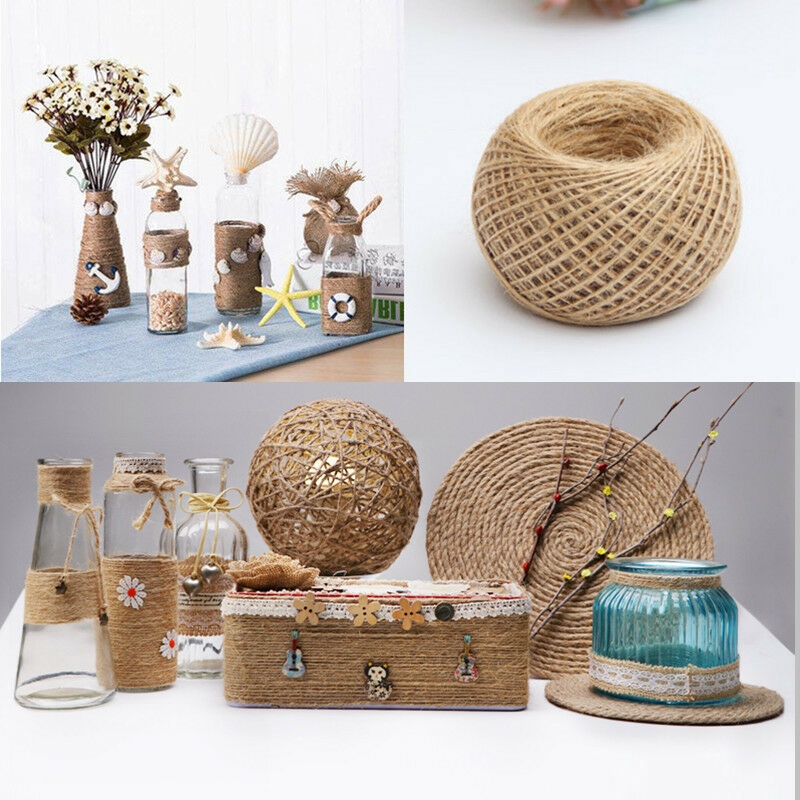 100M Retro Handmade Jute Hemp Rope DIY Lighting Decor Twine Party Gift ...