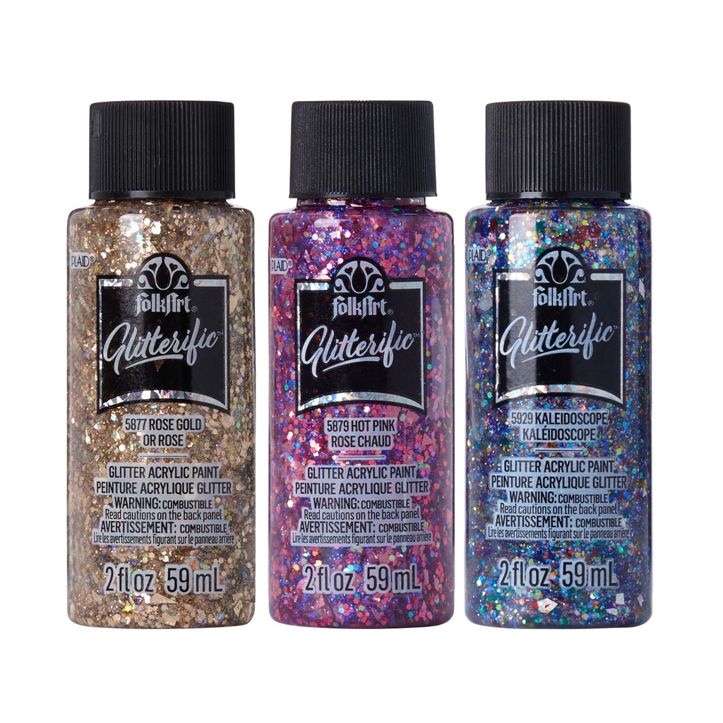 Plaid FolkArt 2oz Glitterific Acrylic Paint (23 colours in this range