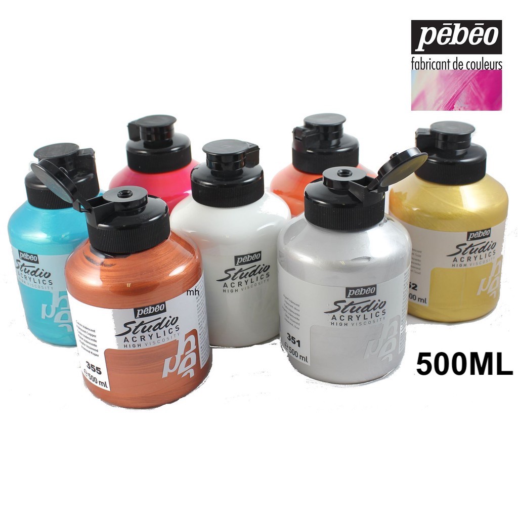 Pebeo Acrylic Paint High Viscosity 500ML Metallic Fluorescent DYNA