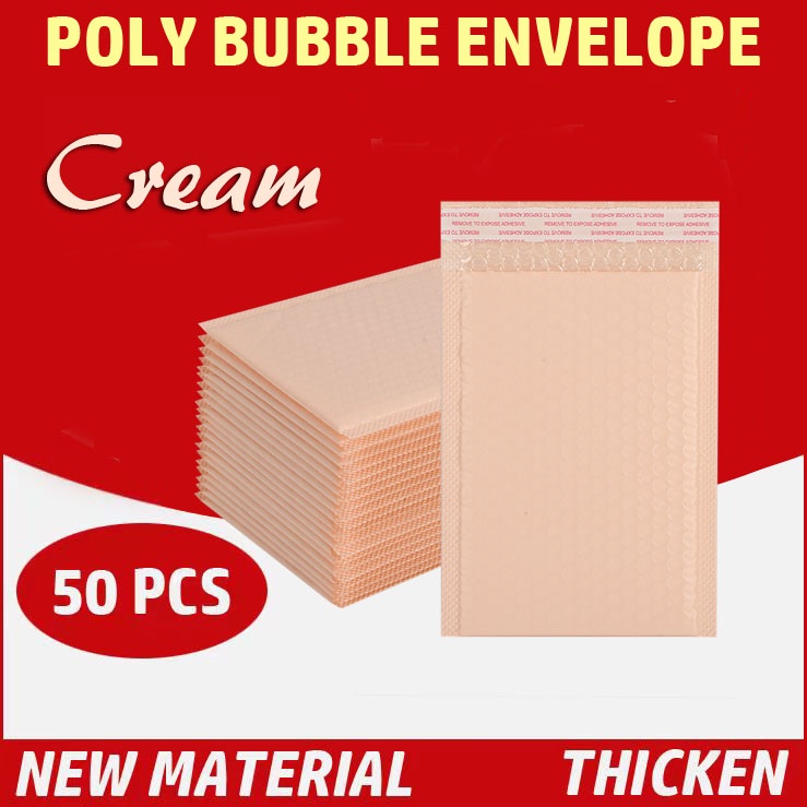 【Poly Bubble Envelope】【Cream】Plastic Polymailers Bubble Wrap Envelope ...