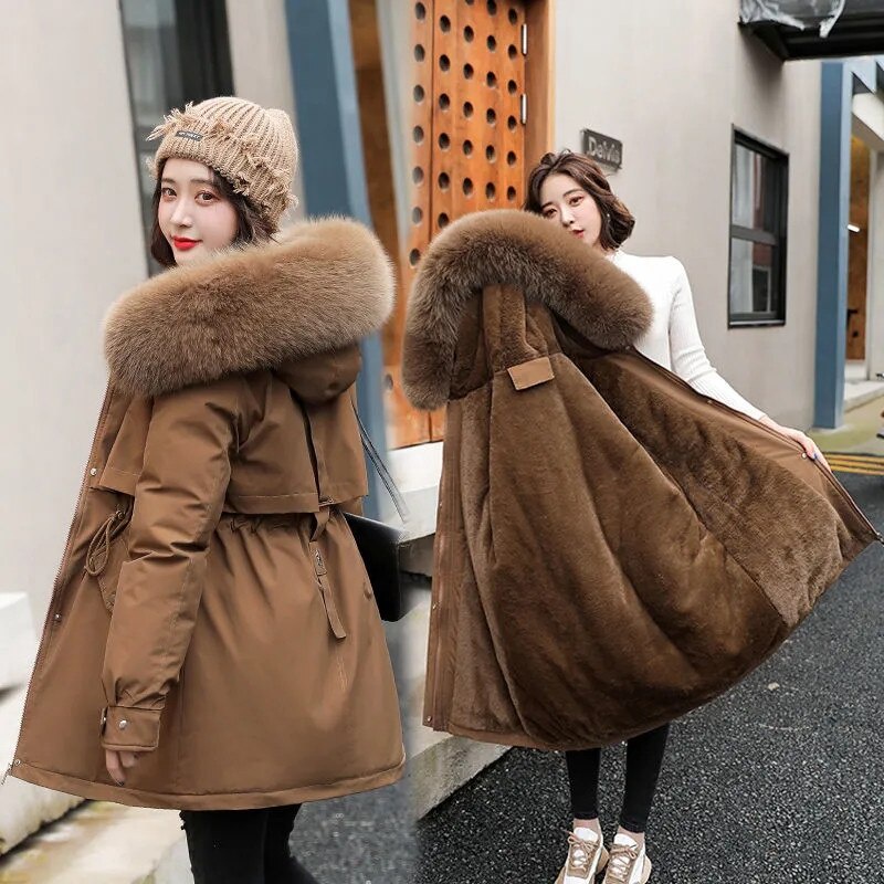 Fur hooded hot sale winter jacket