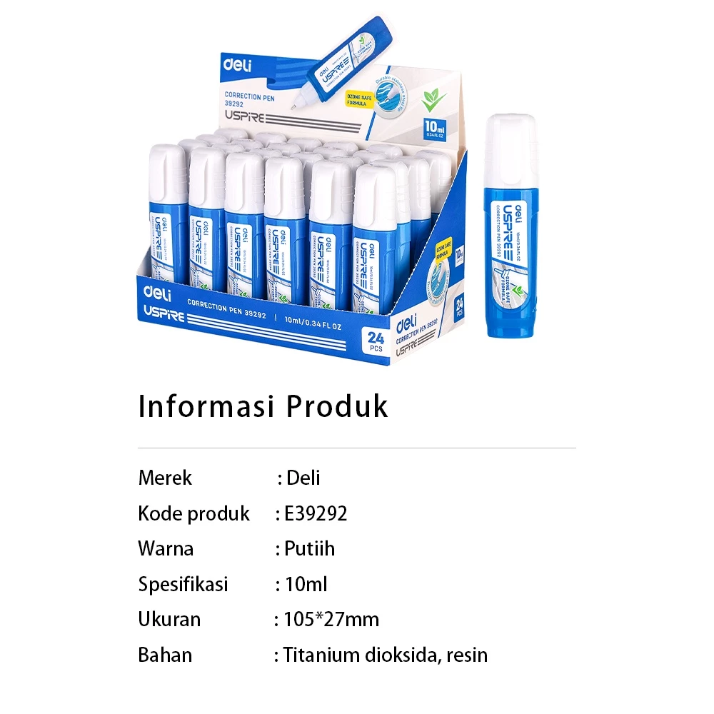 Deli Tip X Koreksi Pena Ujung Logam tidak bercun 10ml E39292 - Gambar 4