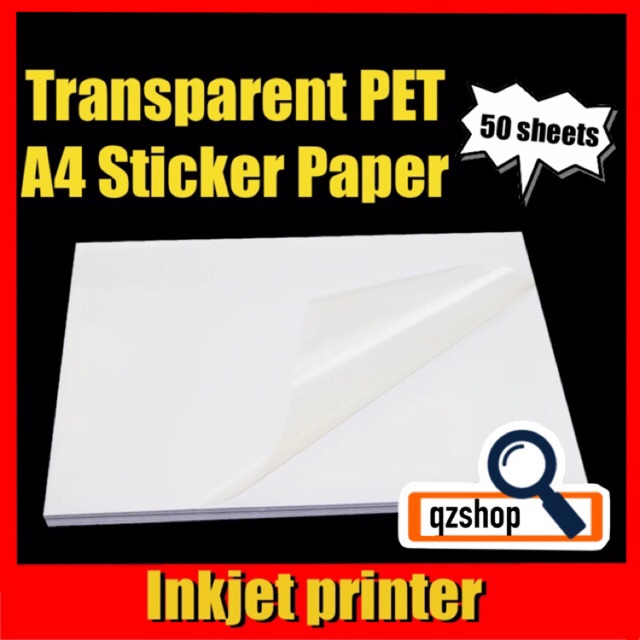 (50 pcs/pack) Inkjet Clear Transparent A4 Sticker Paper | Shopee Singapore