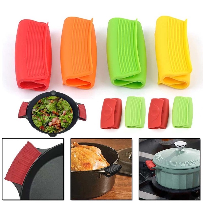Silicone Pot Holder Sleeve Heat Resistant Glove Handle Cover Grip