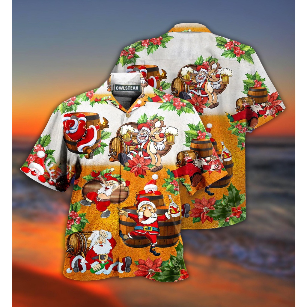 Men's Fashion 2022 Men's Shirt Short Sleeve Cuban Christmas Hawaiian Shirt Men's Top 3D Printing Summer Vacation Men's Clothing