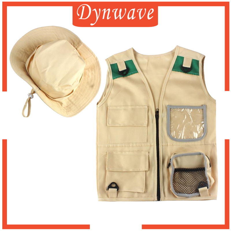 [DYNWAVE] Vest and Hat Costume Dress Up for Park Ranger Zoo Keeper ...