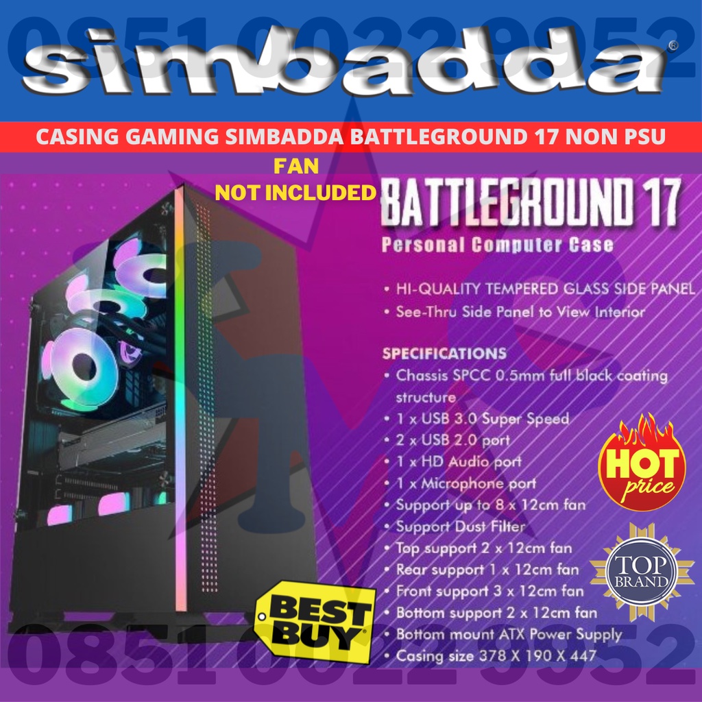 Simbadda BattleGround 17 Gaming Case ATX mATX Case Gaming Case Shopee