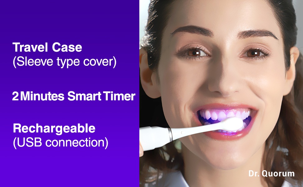 Dr. Quorum LED Whitening Electric Toothbrush, Fiber Optic LED ...