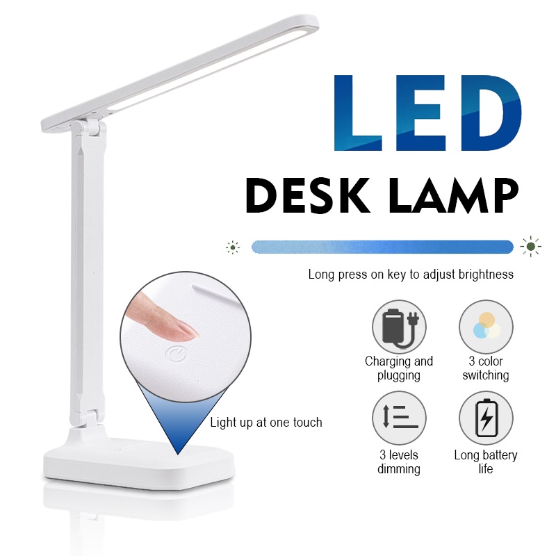 Study Lamp Foldable Rotatable Desk Lamp Touch Switch LED Table Lamp ...