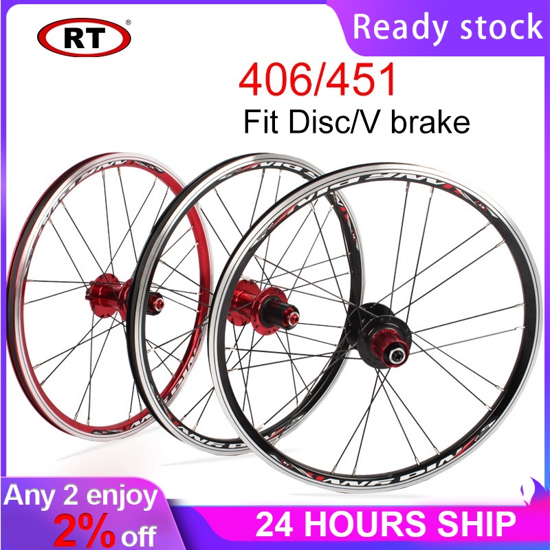 RT 406/451 Bicycle Wheel Set 20 Inch Bike Wheelset 74/130 100/135 Fodling  Bicycle Wheelset Cycling Parts for Disc/V Brake