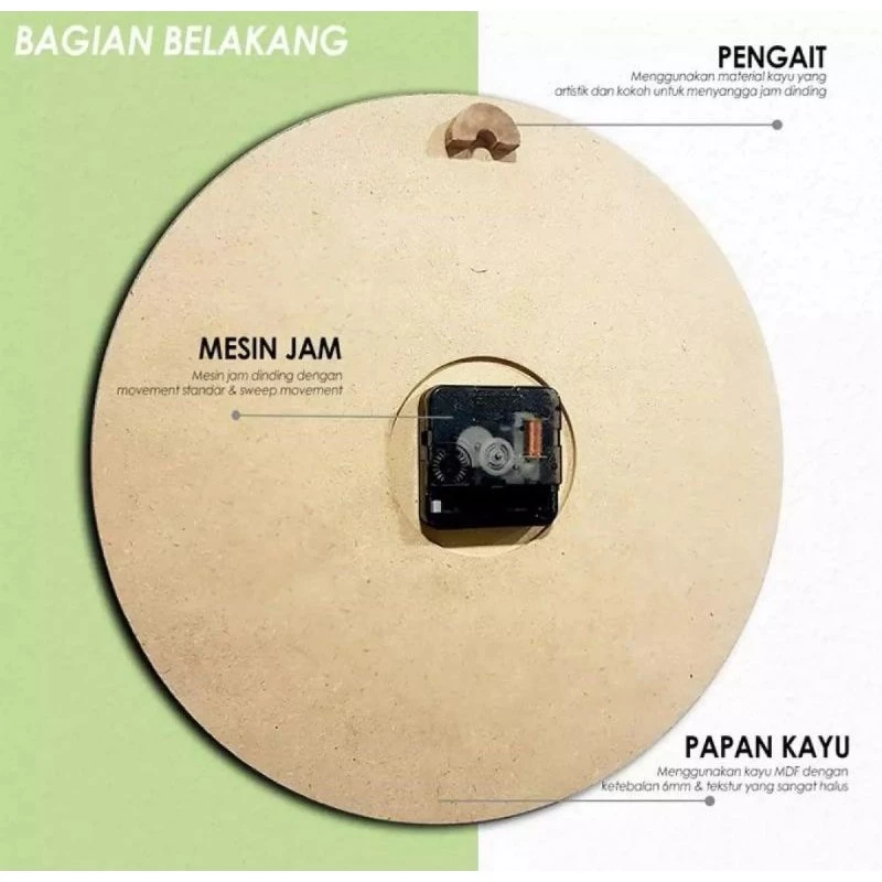 _(BUBBLEWRAP) JAM DINDING KAYU KALIGRAFI VINTAGE KARAKTER SET 4 IN 1 - Gambar 2