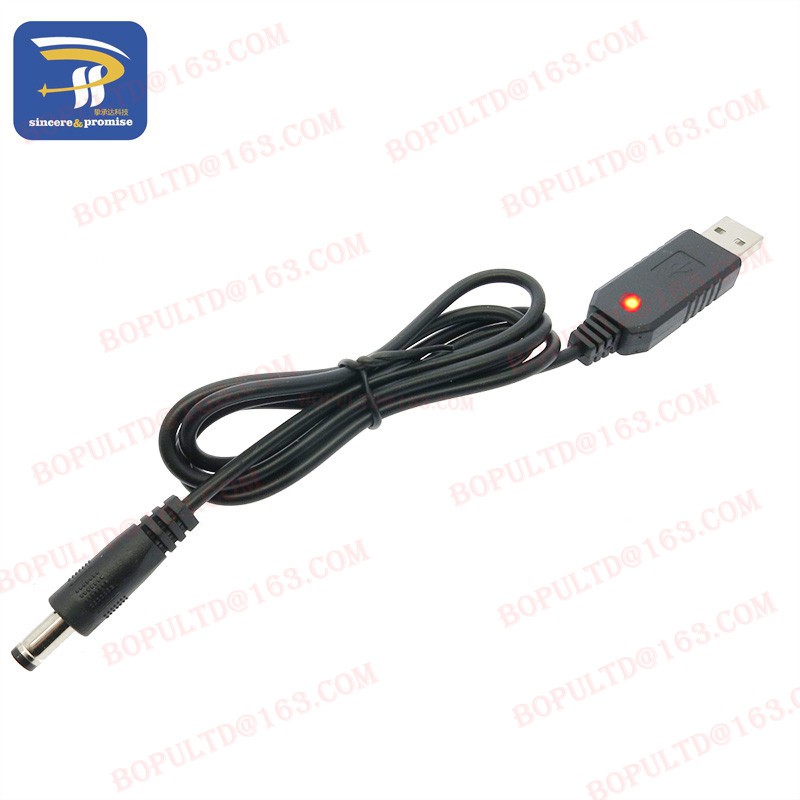USB power boost line DC 5V to DC 9V / 12V Step UP Module USB Converter  Adapter Cable 2.1x5.5mm Plug With indicator light