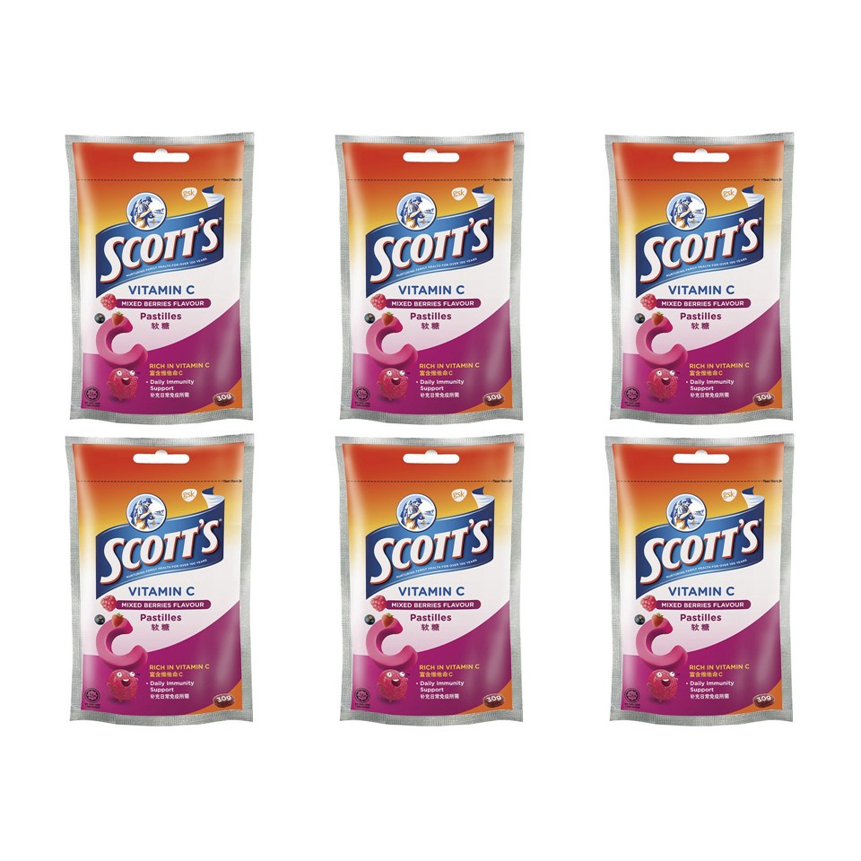 💊 Scott’s Vitamine C Enfants – Pack Jumeau 2x30 Pastilles – Goût Baies Mélangées
