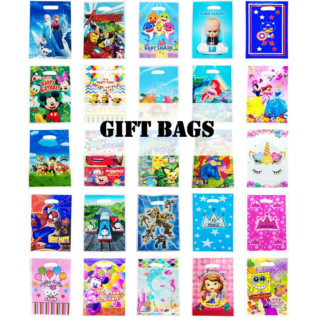 6Pcs/ Pack Kids Children Party Gift Bags Birthday Goodie Pack Cartoon Plastic Bag/ School Event Hello Kitty