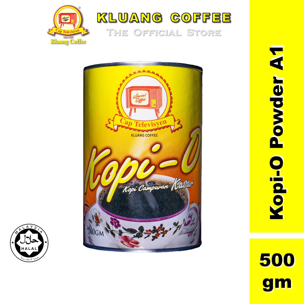 Kluang Black Coffee Cap Televisyen Kopi O Powder Grade A1 500gm X 1