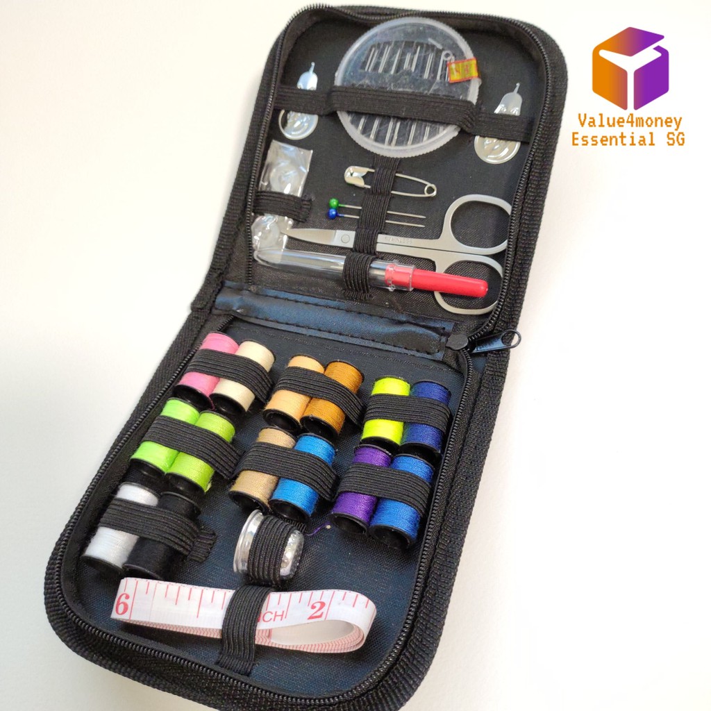 10 Piece Set Sewing Kit ( Scissors / Thread / Sewing Pin / Threading Tool / Measurement Tape / Clip )